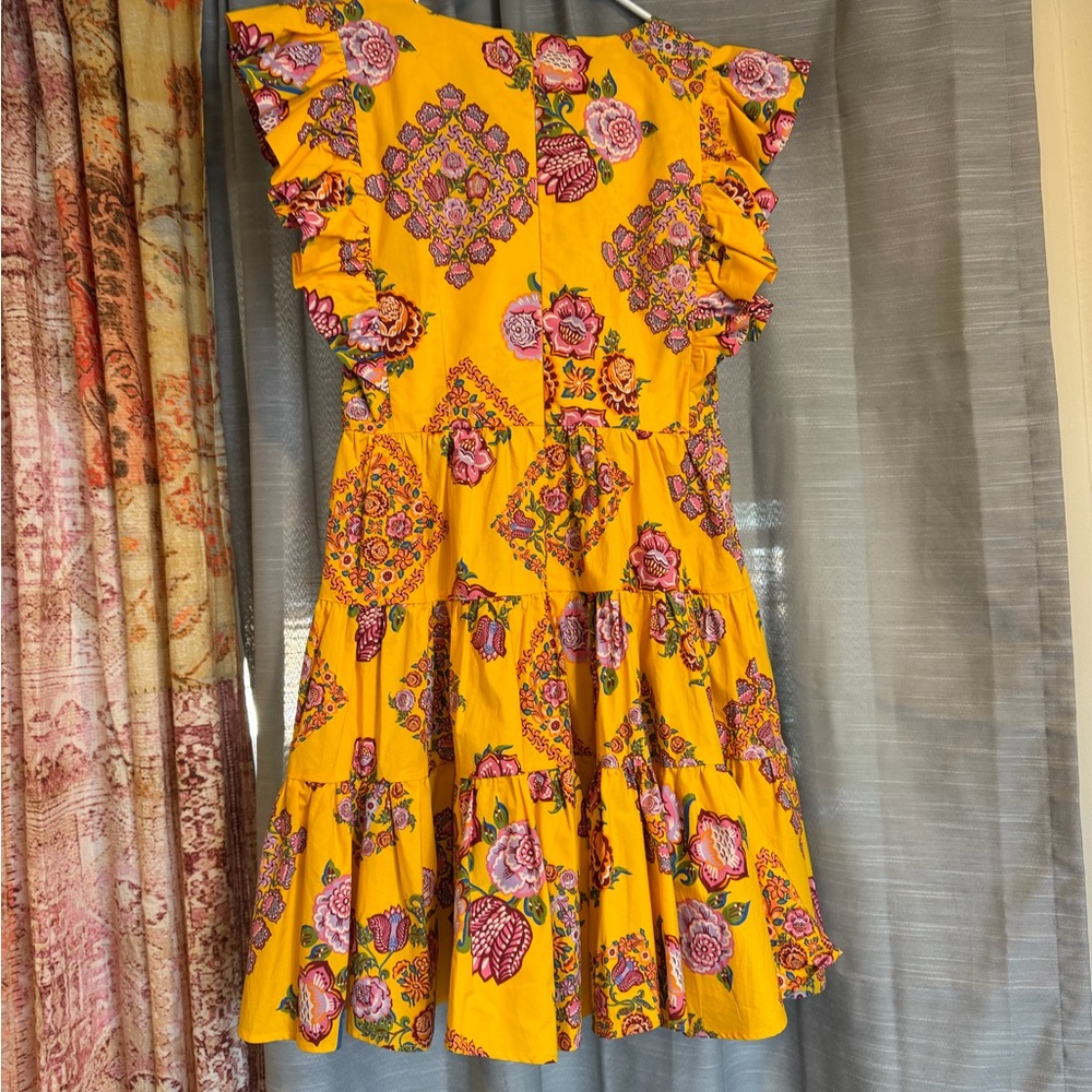 LA DoubleJ Yellow Floral Mini Dress with Pink & Green Accents - Picture 8 of 8
